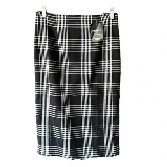 NWT: Forever 21 Black and White Midi Pencil Skirt Size M - Picture 1 of 6